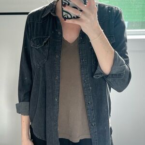 Dark Gray Gap Denim Shirt
